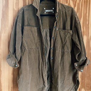 Free People Baby Cord Button Down Small Warm Tobacco